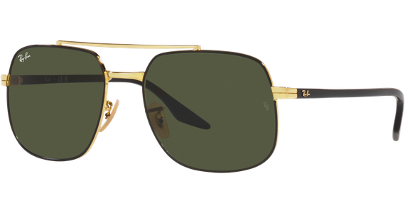 Ray-Ban RB3699 900031 Glänzendes Schwarz auf Gold/Grün - Ansicht 2