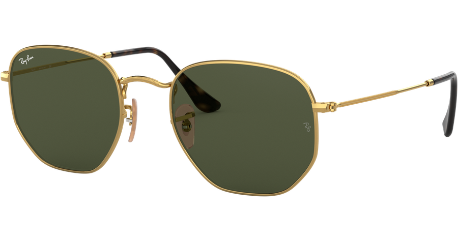 Ray-Ban Sonnenbrille Unisex Ray-Ban RB3548N Hexagonal Flat Lenses Glänzend Gold / Grün 001 51 Ansicht 1