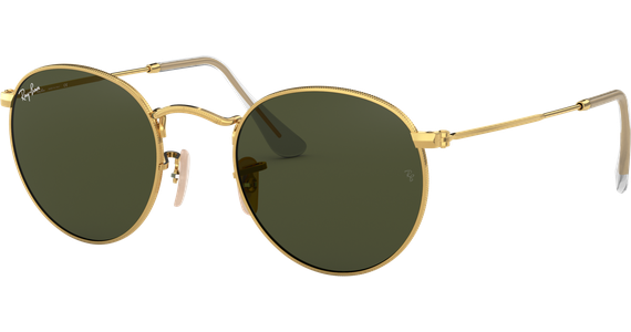 Ray-Ban Round Metal RB3447 Glänzend Gold / Grün 001 50 - Ansicht 3