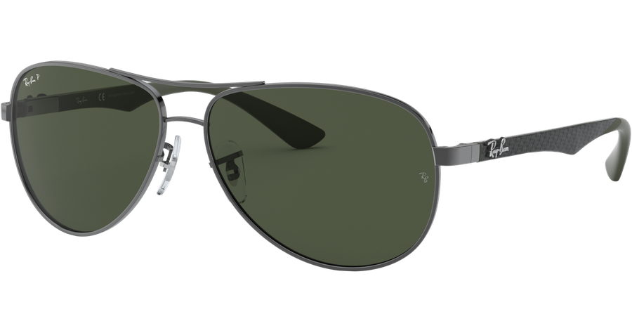 Ray-Ban Sonnenbrille Herren Ray-Ban RB8313 Carbonfaser Glänzend Gunmetall / Grün Polarisiert 004/N5 61 Ansicht 1