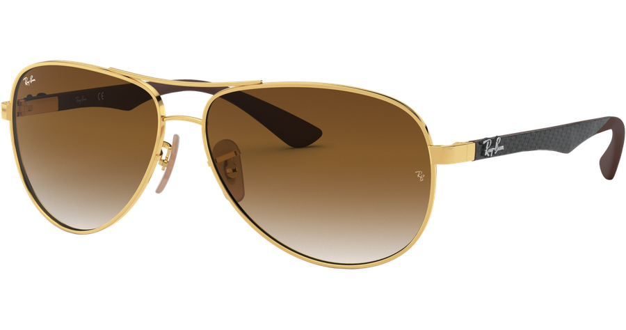 Ray-Ban Sonnenbrille Herren Ray-Ban RB8313 Carbonfaser Glänzend Gold / Verlauf Hellbraun 001/51 61 Ansicht 1